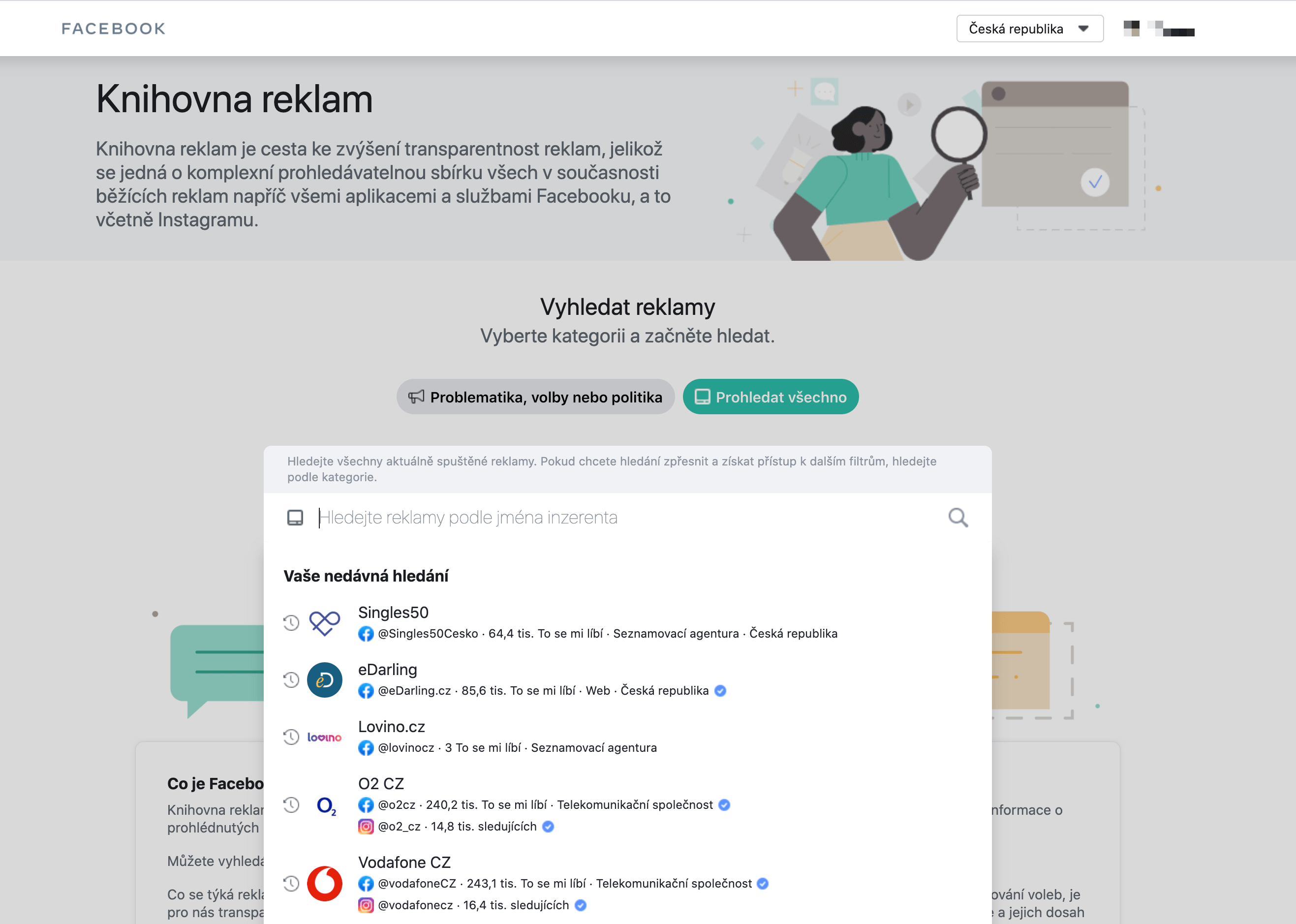 Knihovna reklam na Facebooku