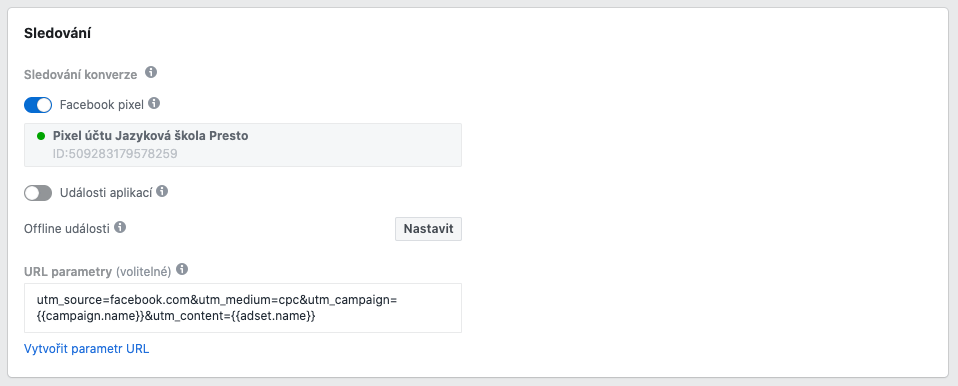 Nastavení sledování konverzí ve Správci reklam Facebook